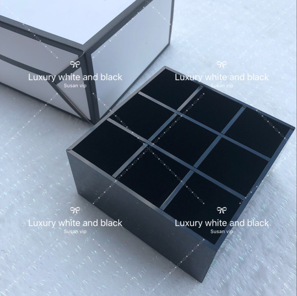 Fashion lipstick container 9 grid fashion cosmetic case tool luxury makeup organizer bag toiletry acrylic box holder with gift box
