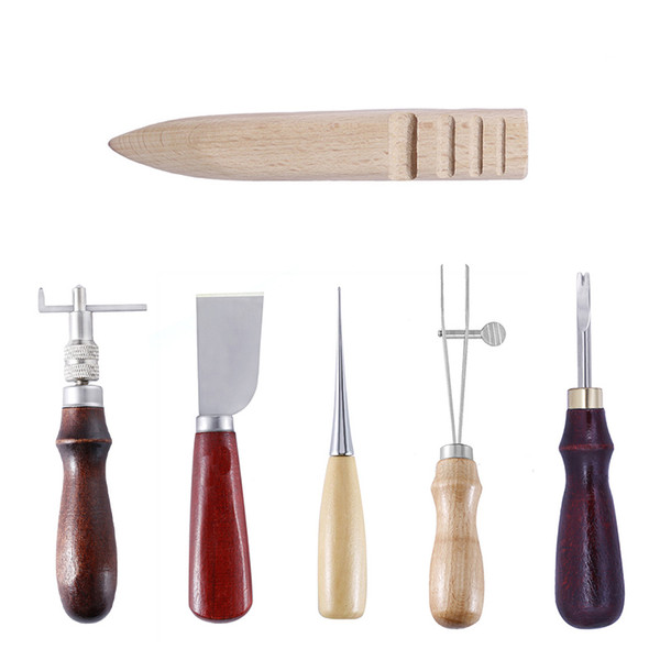 6Pcs/Set Leather Craft Punch Tools Kit Stitching Carving Working Sewing Saddle Groover For Making Bags