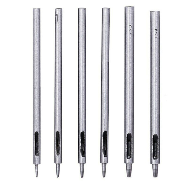 0.5mm-2.5mm 6Size DIY Handmade Belt Punch Leather Craft Tools Belt Handwork Set For Making Bags