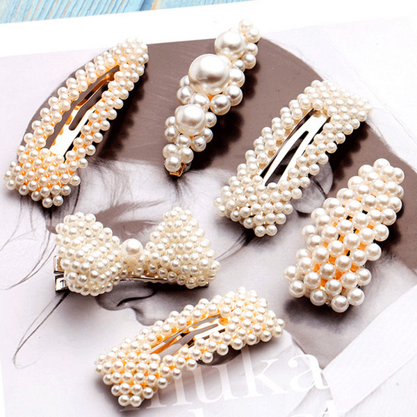New Arrival White Red Pearl Hair Clip Women Girls Pearl Barrettes Fashion Hair Accessoriess for Gift Party High Quality