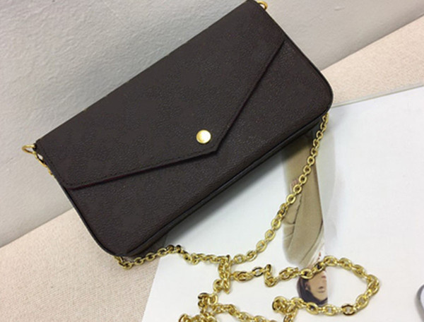 Free Shipping! New Genuine Leather Fashion Chain Shoulder Bags Handbag Presbyopic Mini Wallets Mobile Card Holder Purse M61276