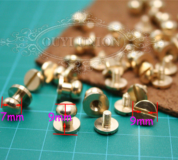 New 7mm*9mm headed solid brass Chicago screws rivet belt bags