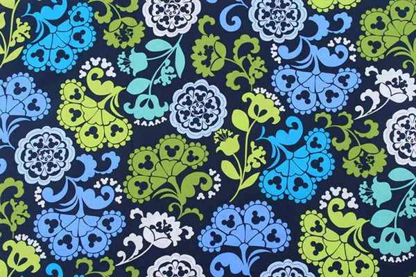150cm width blue Cartoon Pattern flower check Cotton fabric for diy cloth,clothing/pillow/handbag/bed special purpose fabrics