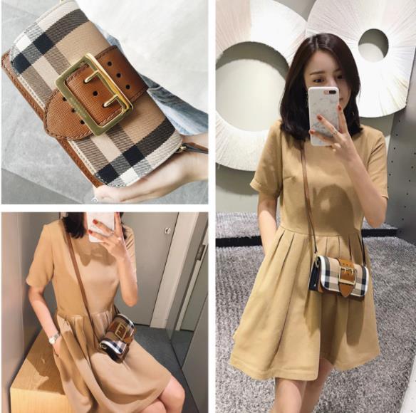 Female bag 2019 new plaid striped big-name wild lady small square bag shoulder diagonal small large buckle bag