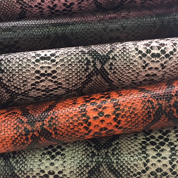 snake PU leather for handbags and shoes synthetic leathers stamped