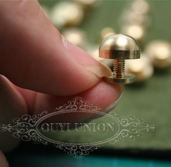 Solid Brass Ball 10mm*6mm Screw Nail Rivet Belt Bag Accessories 10pcs-100pcs