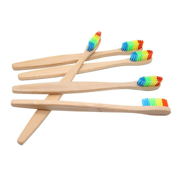 Rainbow color bamboo toothbrush soft hair high-grade bamboo toothbrush health and environmental protection