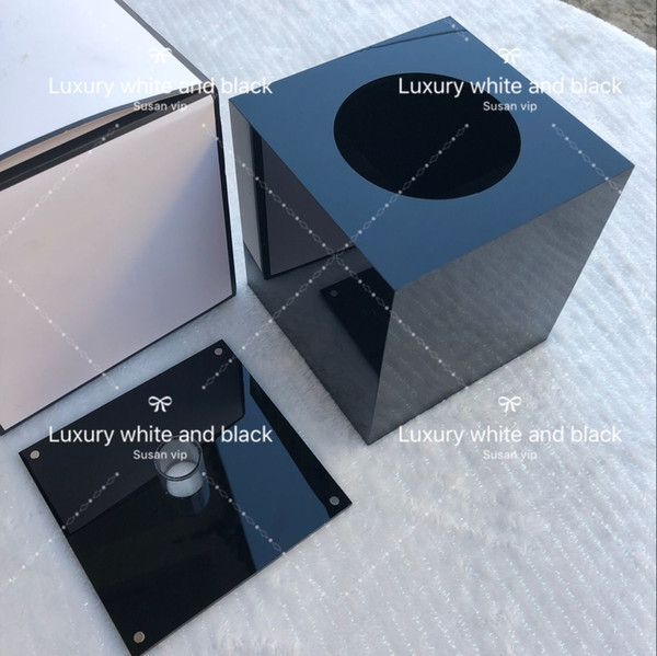 CC Classic Acrylic Black tissue box Display Stand Case Tool Fashion Organizer Roll Paper case for desktop decorate white box for xmas gift