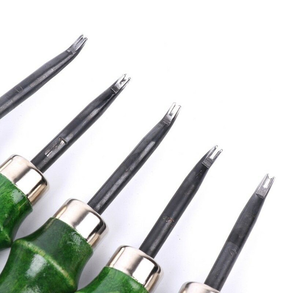 5pcs 0.6mm-1.4mm Tool Sewing DIY Leather Craft Edge Cutting Bevel Wooden Handle for Making Bags