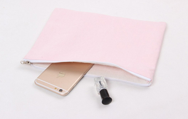 pure color canvas cosmetic Bags DIY blank plain zipper makeup bag phone clutch organizer bags Gift travel cases pencil pouches for men women