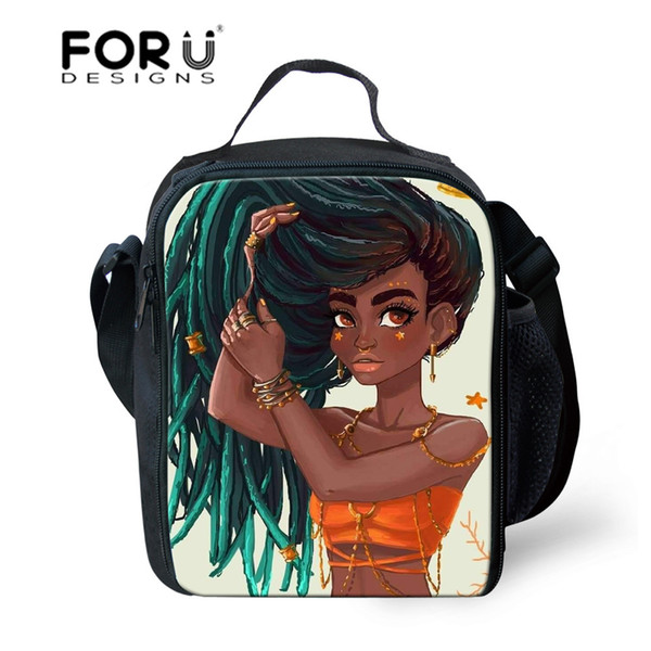 FORUDESIGNS Thermal Lunch Bag for Children Insulated Lunch Box Bag Black Girl Magic Lunchbag Kids Personalized Storage