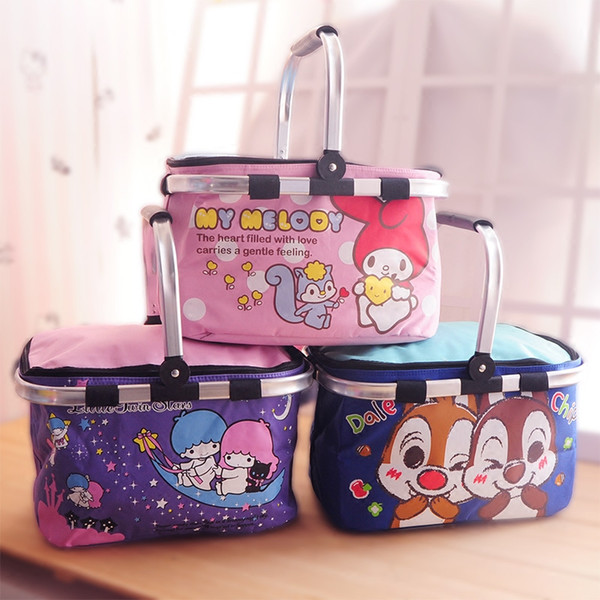 Cute cartoon beauty Le Di portable folding shopping basket portable heat preservation Bag Lunch Bag Lunch