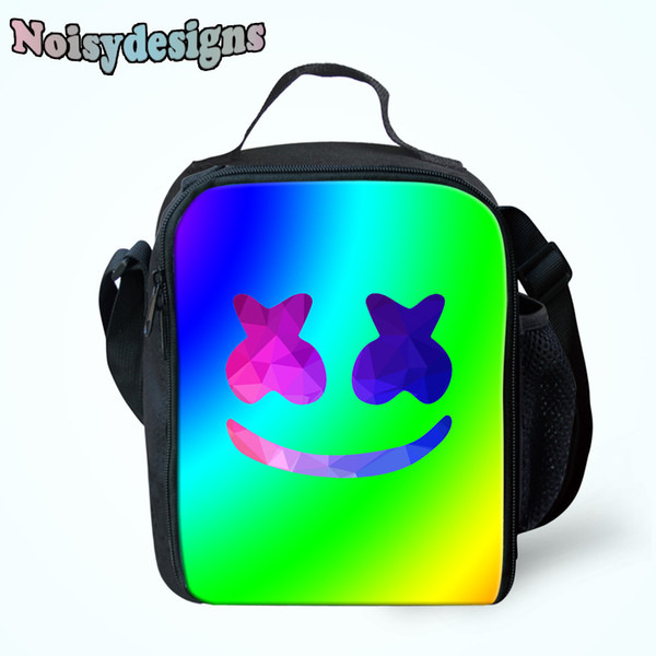 NOISYDESIGNS Marshmello Printing Package Meal Lunch Box Insulated Lunch Bag for Children Kids Multifunction Cases Bag