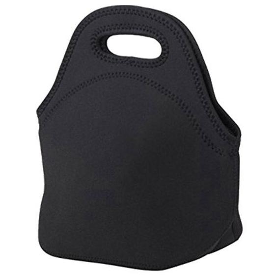 LJL Mini Rubber Lunch Bag Lunch Bags Thermal Bag Cooler Bag, Tote Black