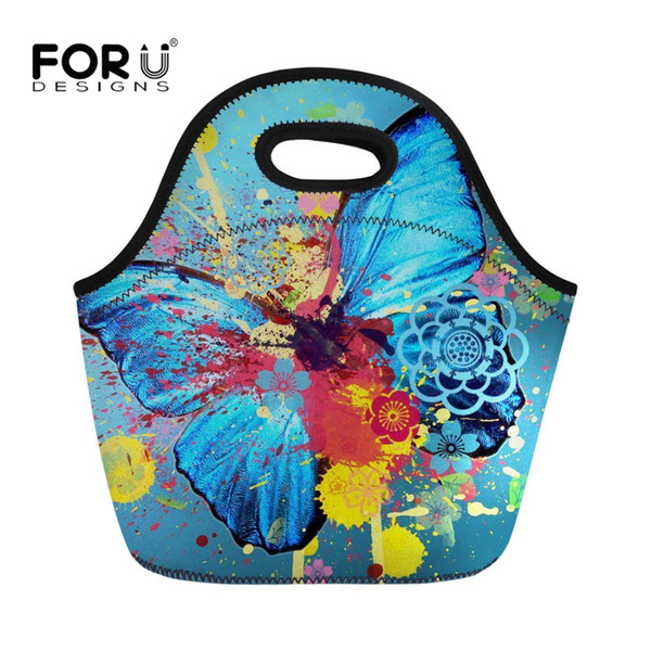 FORUDESIGNS 2018 New Butterfly Printed Women Cooler Lunch Bags Portable Lunch Box Thermal Insulated Picnic Woman Handbags