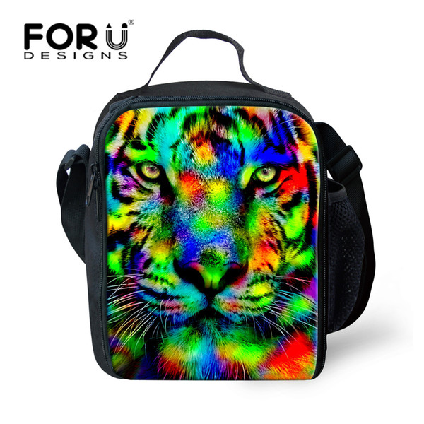 FORUDESIGNS 3D Animal Printing Lunch Bags Thermal Insulation Tiger Lunch Box for Kids Picnic Bag Women Lunchbox bolsa termica