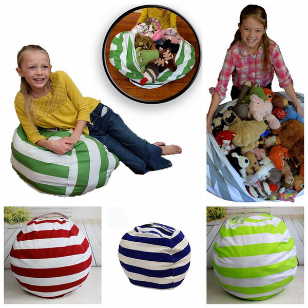 18 Inch Kids Storage Bean Bags Plush Toys Beanbag Chair Bedroom Stuffed Animal Room Mats Portable Clothes Storage Bag 5 Colors OOA4433