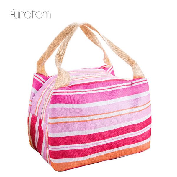 400ml Striped Lunch Bag Portable Insulation Lunch Box for Picnic Cooler Thermal Bags for Student Women Bags Sweet Style