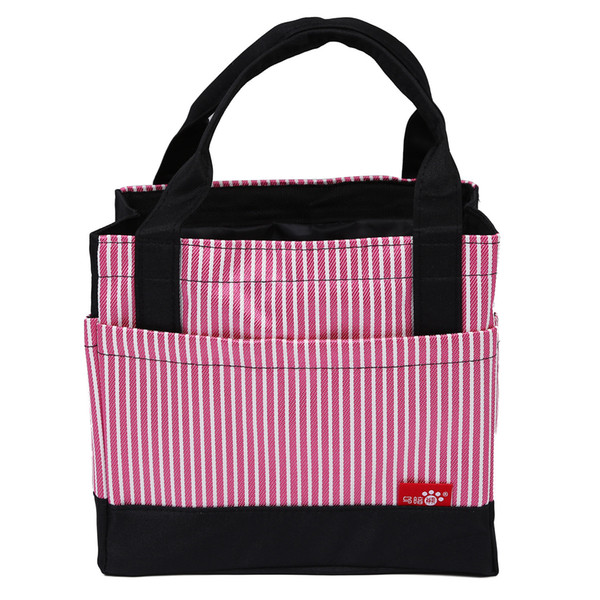 Striped Draw String Lunch Bag Portable Cute Square Shaped Picnic Basket Oxford Lunch Box Vanilla milkshake Top Sale