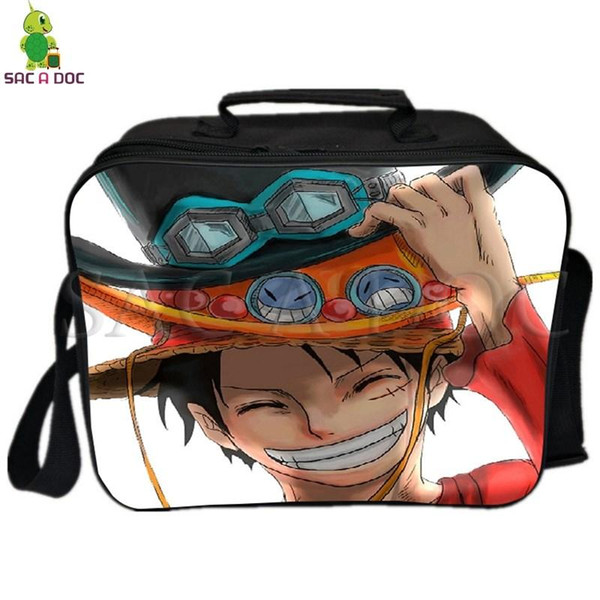 One Piece Luffy Ace Zoro Lunch Bag Cooler Bag Insulation Thermal Lunch Fresh Ice Pack Picnic Camping Shoulder