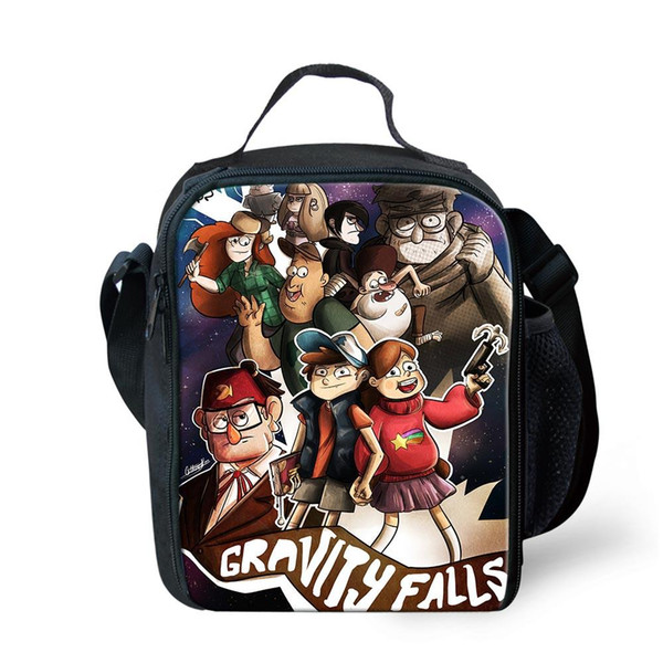 Lunchbag 3D Cartoon Gravity Falls Anime Printed Lancheira Insulated Zipper Lunchbox Kids Thermal Bag Lunch Picnic Bolsa Termica