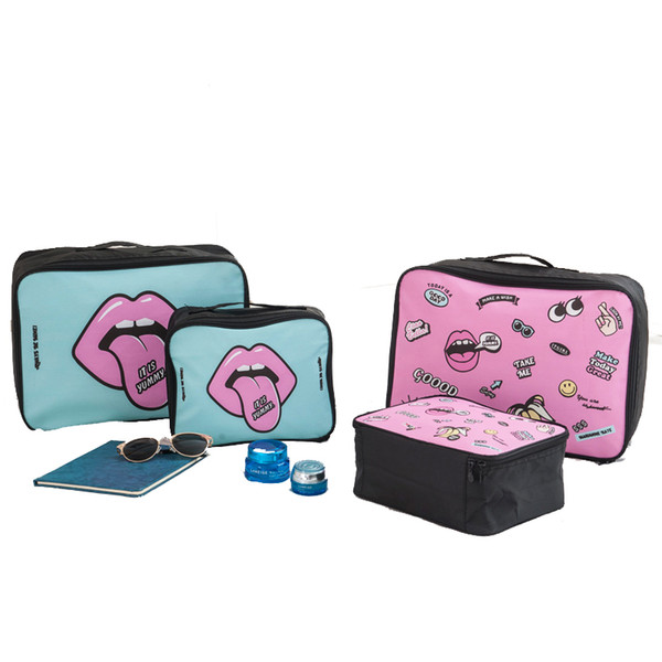 Large Capacity Travel Bags For Women Waterproof Female Cosmetic Bag With Lovely Cartoon Colorful Pattern Duffle Tote Luggage