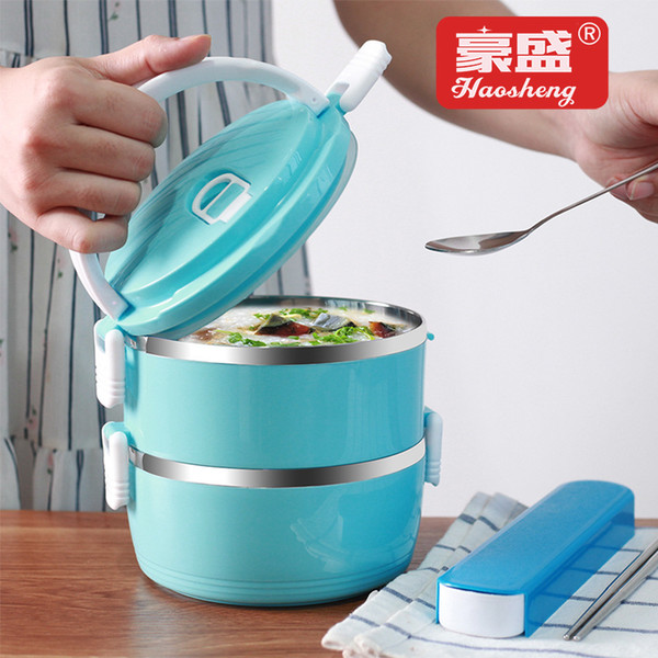 Cute Students 304 Stainless Steel Multilayer Thermal Lunch Box Lunch Box 3-Tier Japanese Style Seperated Insulated Barrel 4 Eat