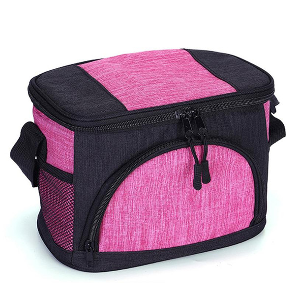 Lunch Bag Oxford Cloth Leak Proof With Mesh Pocket Zipper Adjustable Strap Large Capacity School Heat Preservation Durable