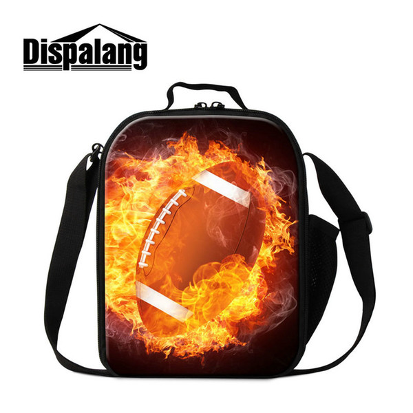 Dislapang Vintage Portable Lunch Sack for Boys 3D Printing Balls Patterns Insulated Cooler Bag Thermal Meal Office Containers