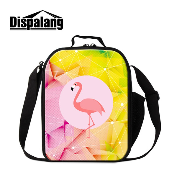 Dislapang Thermal Meal Containers Children Cute Portable Lunch Sack for Girl Animal Flamingos Printing Insulated Cooler Pouch