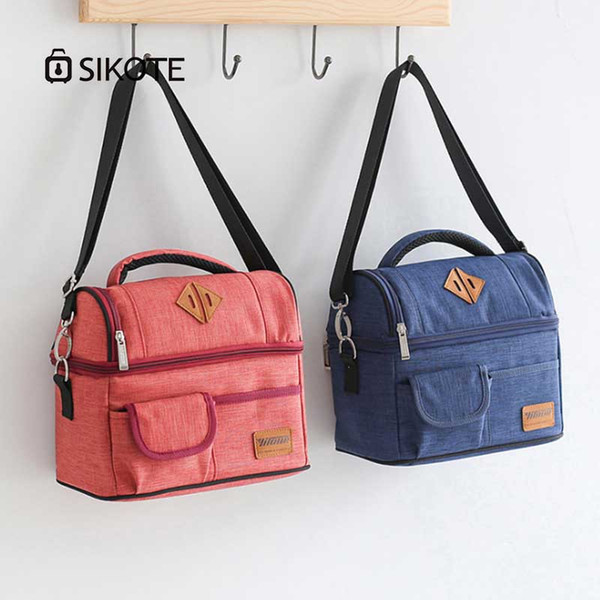 SIKOTE Canvas Lunch Bag Portable Insulation Lunch Box for Picnic Cooler Thermal Bags for Student Women Bags Sweet Style