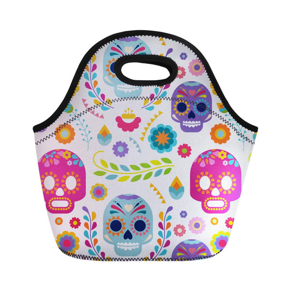 Customized Skull Zombine Kawaii Lunch Bags for Kids Thermal Lunchbags for Hot Children School Carry Lunchbox Thermal