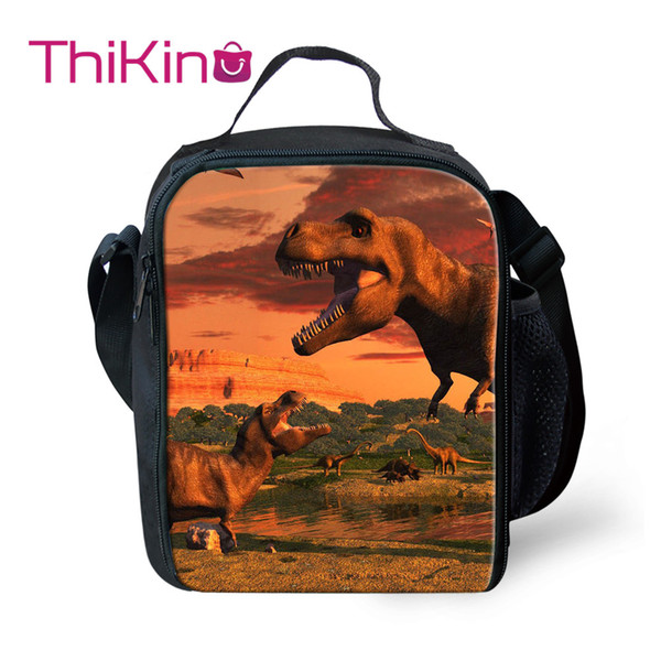 Thikin Dinosaur Lunch Bags for Students Boys Tyrannosaurus Portable Cooler Box for Kids Pterosaur Tote Picnic Pouch Girls