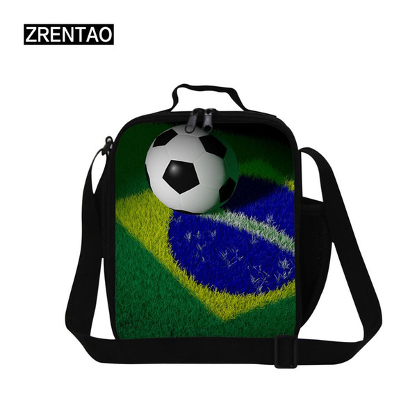 FootballFlag Print Kindergarten Boys Girls Insulated Lunch Cooler Bags With Straps Picnic Tote Portable Lunchbox For Kids Baby