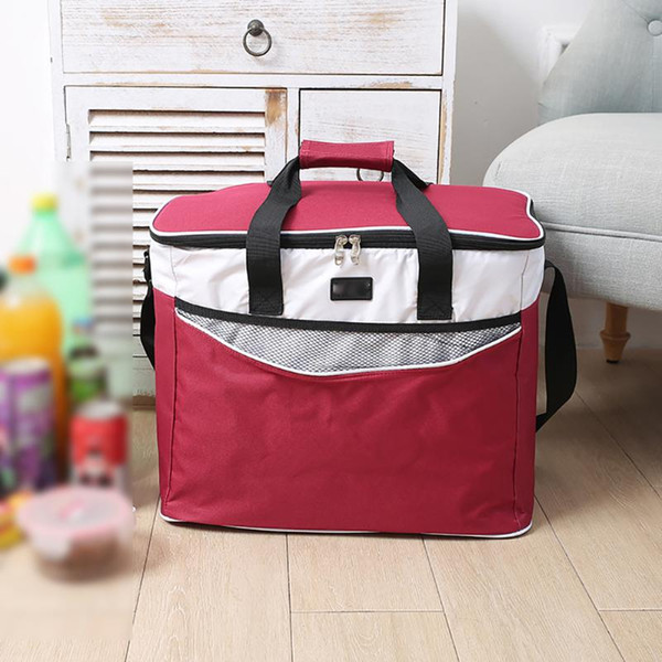 Outdoor Picnic Portable Handle Thermal Insulated Oxford Cloth Adjustable Strap Lunch Bag Large Capacity Cooler Zipper Storage