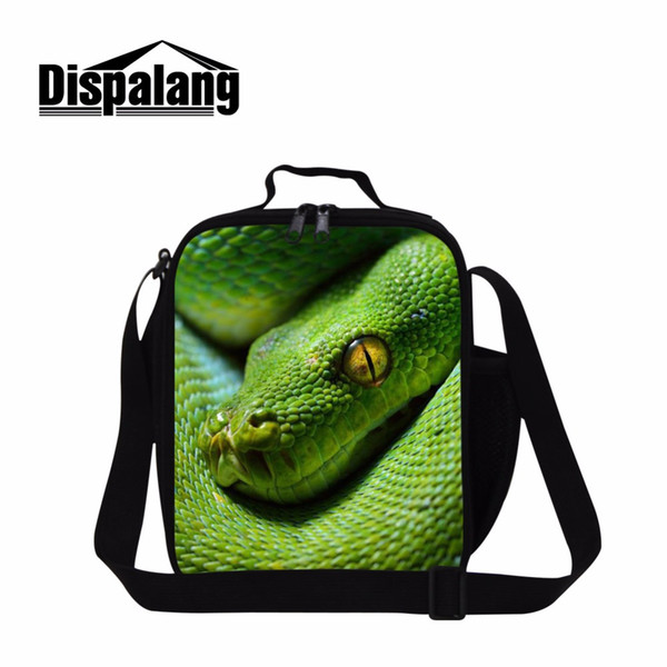 Dispalang Snake Print Lunch Cooler Bag for Children Cool Insulated Lunch Bag Small School Continaer for Kids Boys Meal