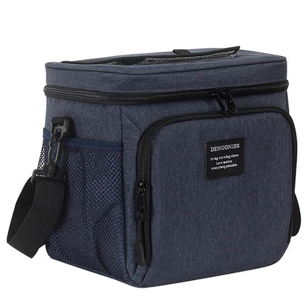 High Quality Oxford Cloth Lunch Bag Large Capacity Solid Color Insulated Lunch Shoulder Bag Cooler Tote For Outdoor Picnic