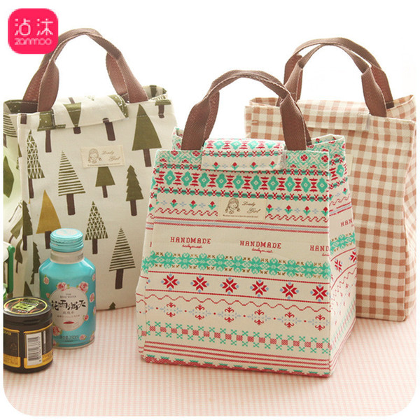 1Pc Lunch Bag Fresh Cartoon Pattern Waterproof Handheld Portable Insulation Bag