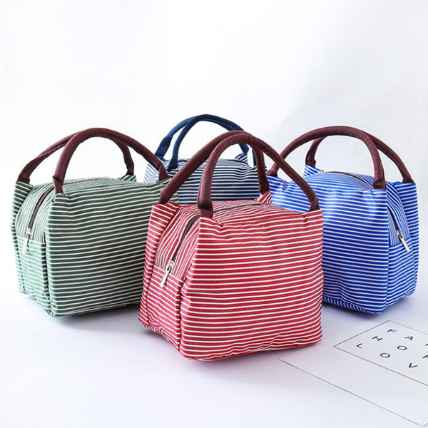 1PCS Striped Tote New Fresh Insulation Cold Bales Thermal Lunch Bag Waterproof Convenient Leisure Bag