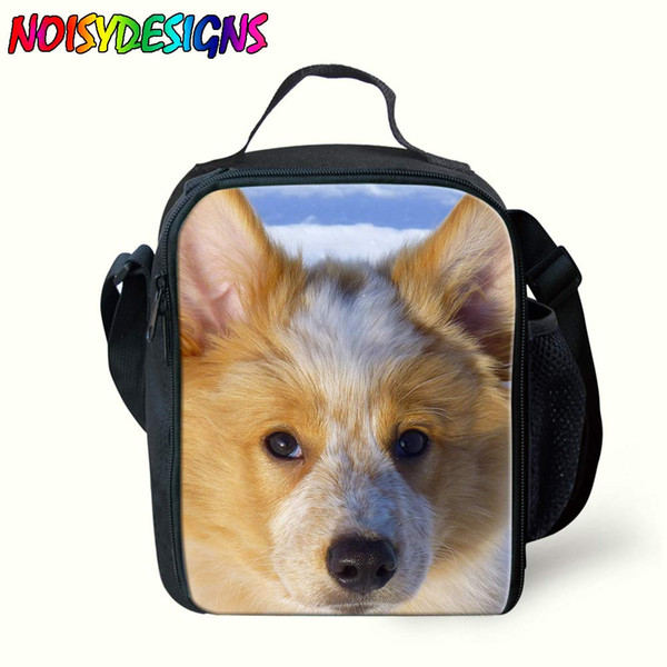 Border Collie Prints Insulated Lunch Bags For Kids School Thermal Cooler Bag Animals Dog Pattern Messenger Lunch Box Pouch