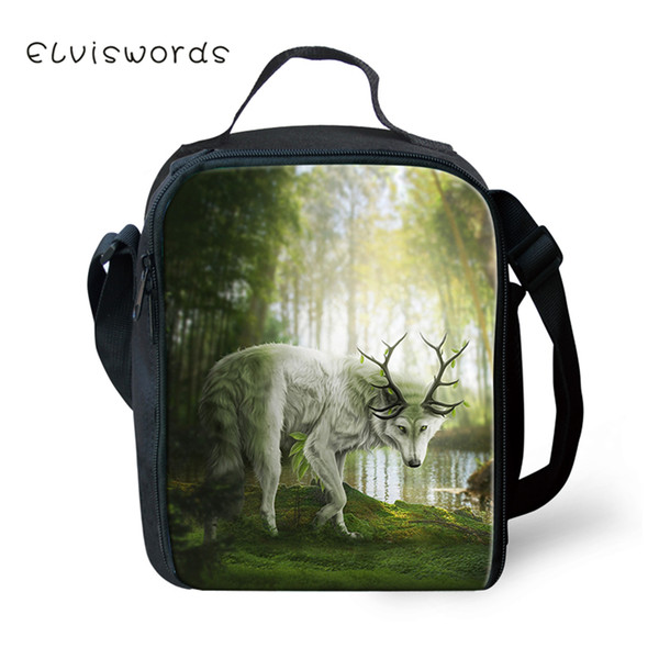 ELVISWORDS Fashion Child Insulated Lunch Bags Fantasy Deer Pattern Toddler Waterproof Lunch Box Family Outdoor Picnic Container