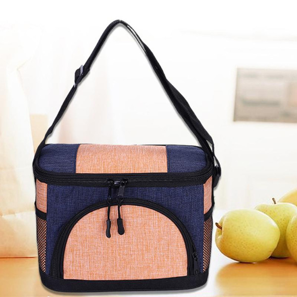 Picnic Lunch Bag Handheld Durable School Adjustable Strap Zipper Insulated Waterproof Heat Preservation Oxford Cloth Leak Proof