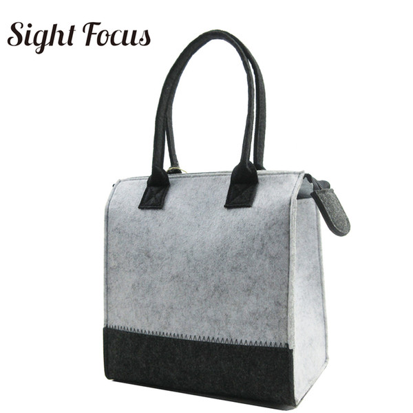 Sight Focus Grey Felt Custom Beauty Cosmetic Small Travel Portable Makeup Bag With Logo Printing J190612