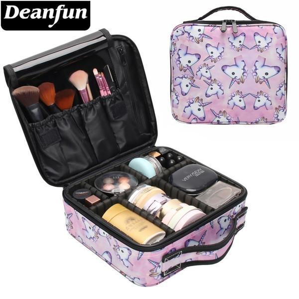 Deanfun Unicorn Makeup Case Multifunctional Cosmetic Bag Travel Organizer Train Cases With Adjustable Dividers 16001 J190614