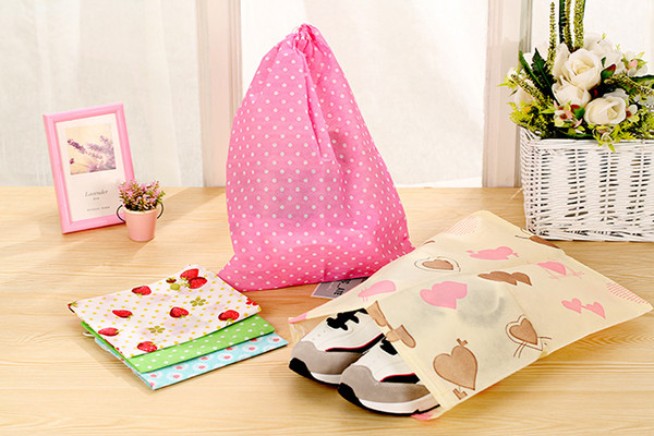 Non-woven fabric dust bag drawstring bags Travel draw cord shoe bag bundle sack Thickening printing non-woven shoe socks organizer