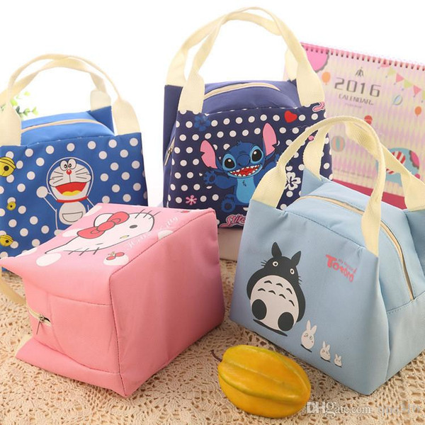 Wholesale-New Cute Cartoon Girl Lunch Bags Storage bags thicker Insulation Bags handbags Waterproof lunch box A0506