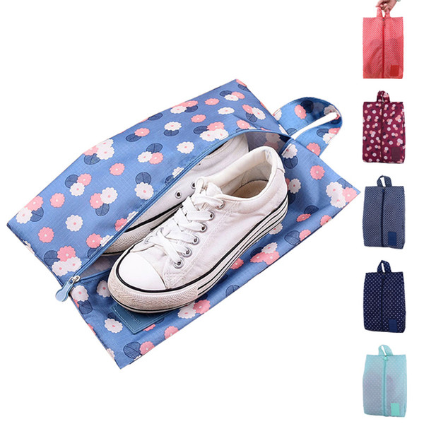 New Convenient Multipattern Waterproof Nylon Portable Travel Shoe Storage Bag Pouch Shoes Sorting Zipper Tote 8 Patterns