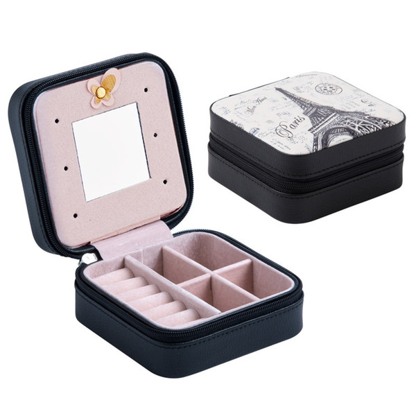 NEW Beautiful Mini Jewelry Box PU Leather Portable Travel Jewelry Organizer Display Storage Case for Rings Earrings Necklace