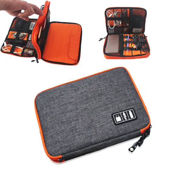 electronic fittings storage package for iPad data line package double layer elastic waterproof portable electronic storage bag