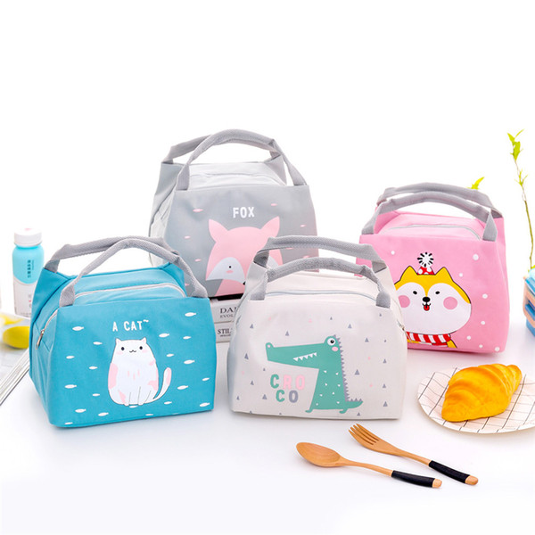1pc Kids Cartoon Cute Lunch Bags Children Thermal Insulated Lunch Box Tote Boys Girls Portable Picnic Bag Milk Bottle Pouch